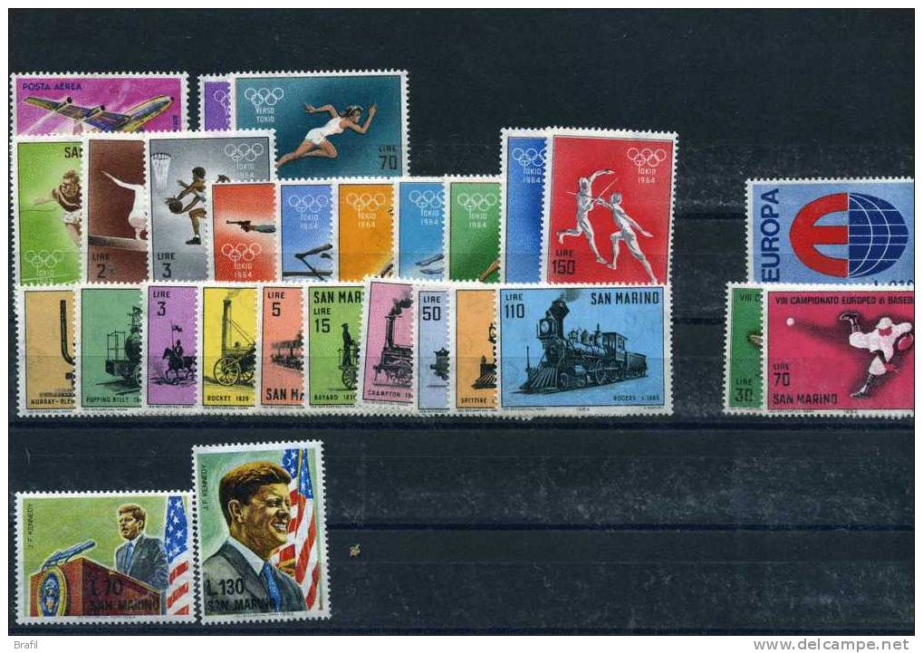 1964 San Marino Annata Completa Nuova 27 V. - Unused Stamps