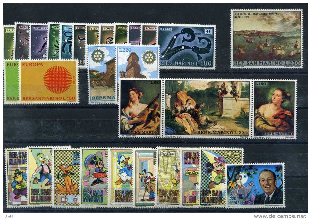 1970 San Marino Annata Completa Nuova 30 V. - Unused Stamps