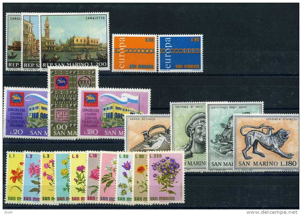 1971 San Marino Annata Completa Nuova 22 V. - Unused Stamps