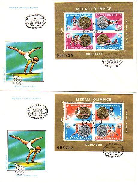 ROMANIA  / Roumanie OLYMPIC GAMES - SEUL 1988  2 S/S- 2 FDC - Summer 1988: Seoul