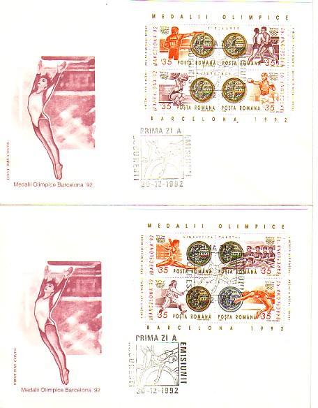 ROMANIA / Roumanie  OLYMPIC GAMES - BARCELONA 92  2  S/S - 2 FDC - Summer 1988: Seoul