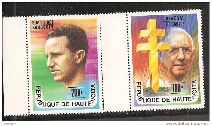 UpperVolta1977:Michel 674-5mnh** - De Gaulle (General)