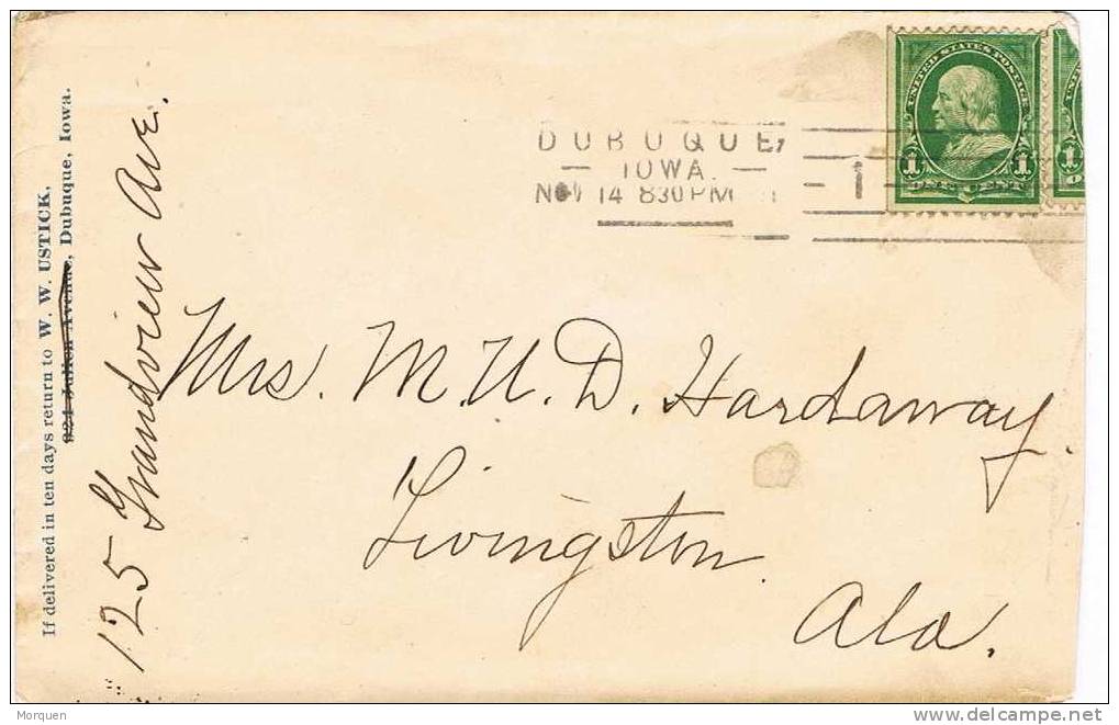 0975. Carta DUBUQUE (Iowa) 1901 A Livingston (Alabama) - Storia Postale