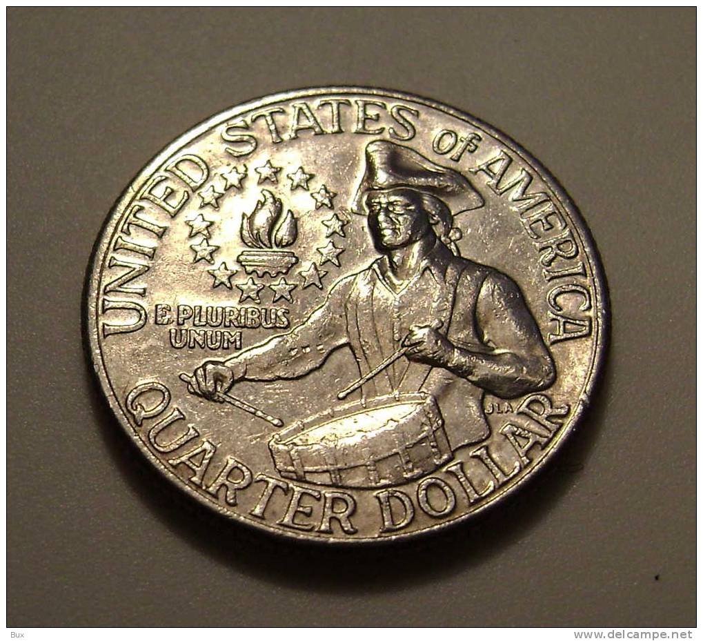 Quarter Commémoratif USA 1976 Pour Le Bicentenaire De L'indépendance Américaine; Joueur De Tambour. CARTE7 1712009 - Commemorative
