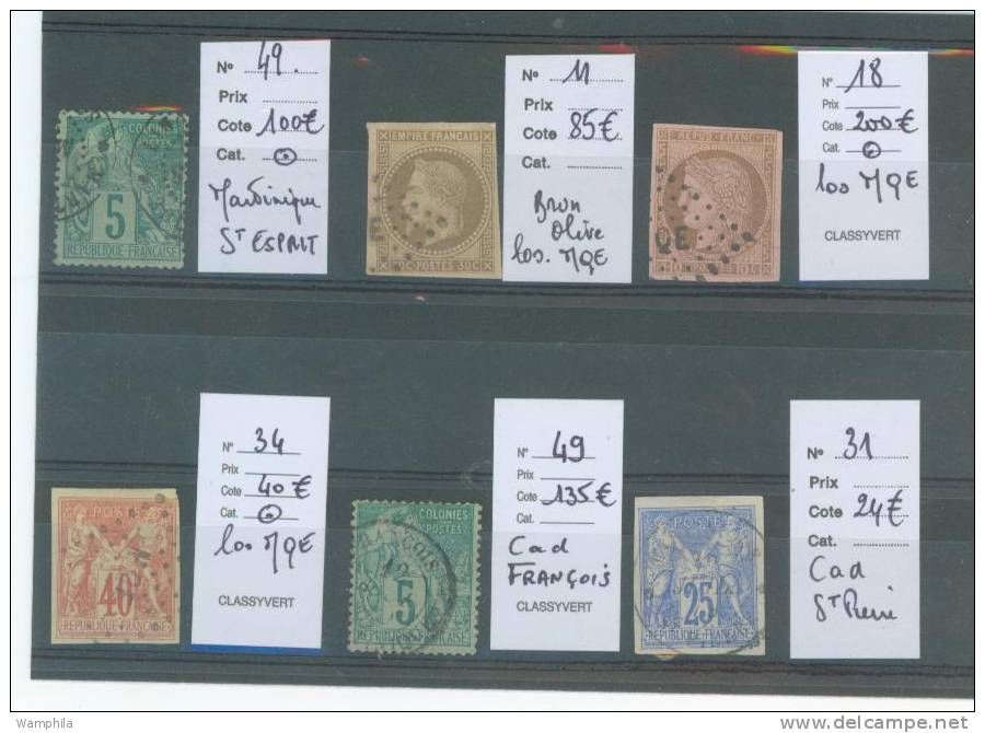 Martinique, Lot De 6 Timbres Des Colonies Générales Oblitérés De La Martinique Cote 584€ - Used Stamps