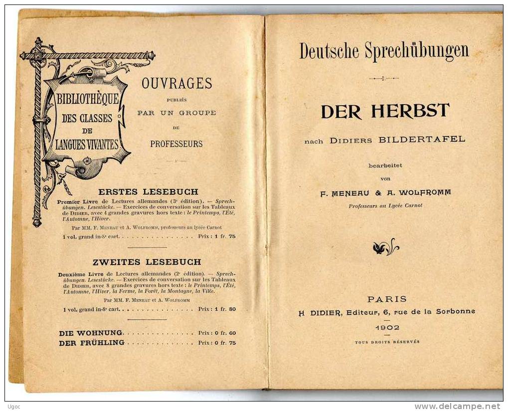 Livret De 72 Pages - 1902 - DER HERBST Par Méneau Et Wolfromm .169 - Autres & Non Classés