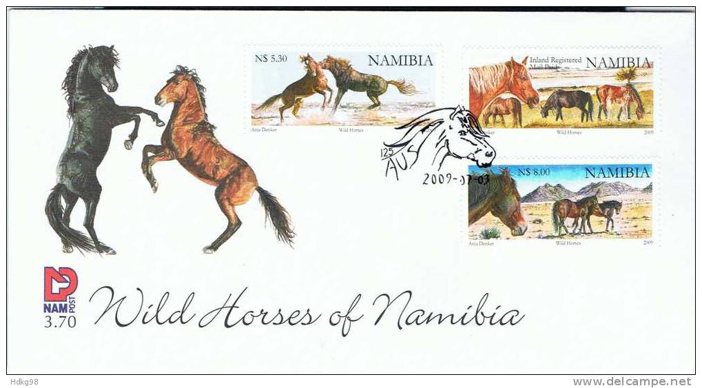 NAM Namibia 2009 Mi 1316-18 FDC Pferde - Namibie (1990- ...)