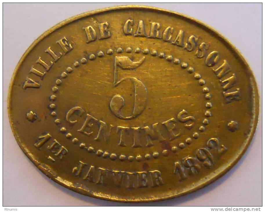 Carcassonne 11 Fourneaux Démocratiques 5 Centimes Elie 10.1 - Monetary / Of Necessity