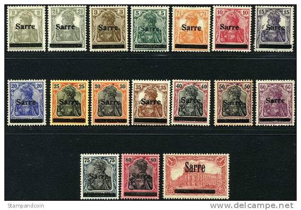 Saar #1-17 Mint Hinged Set From 1920, Some Expertized - Unused Stamps