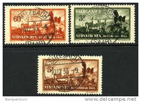 Saar B44-46 Used Semi-Postal Set From 1933 - Oblitérés