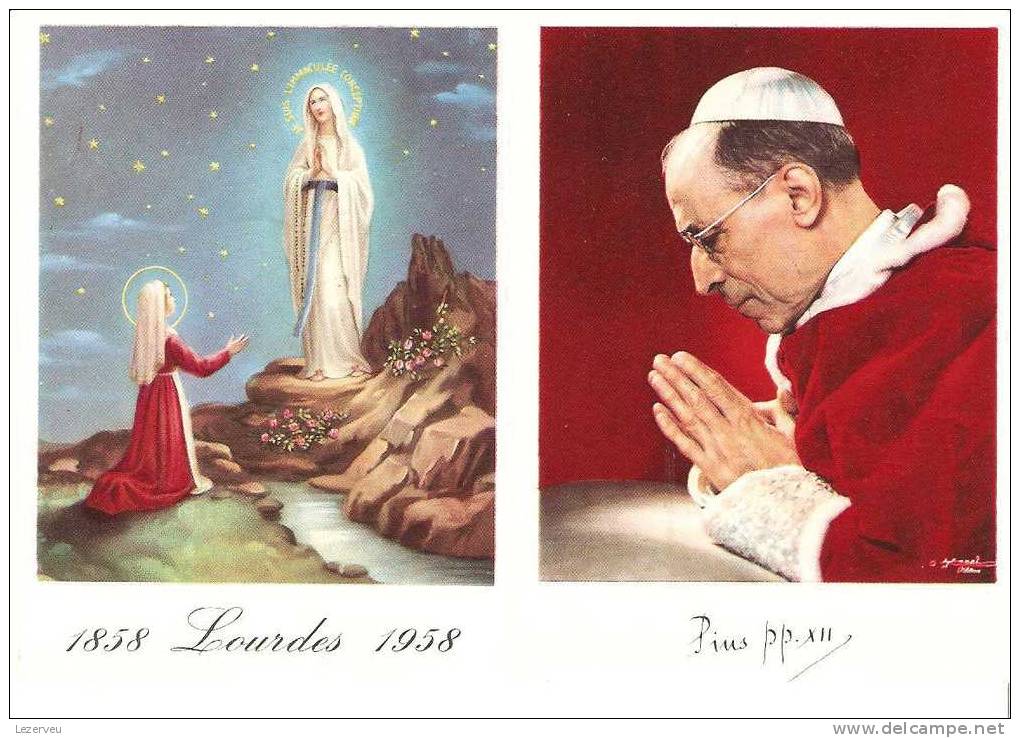 VATICAN 1958 OBLITERES LOURDES CENTENAIRE DES APPARITIONS VERSO PAPE PIEXII - Lettres & Documents