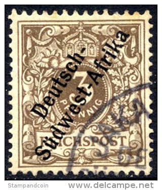 German SW Africa #1 Used 3pf Dark Brown From 1897 - Sud-Ouest Africain Allemand