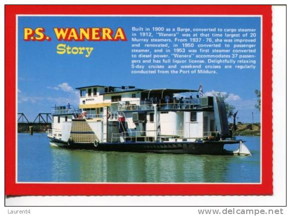 (278) 1 X Ship - Bateau - Australia - Australie - Murray River PS Wanera - Chiatte, Barconi