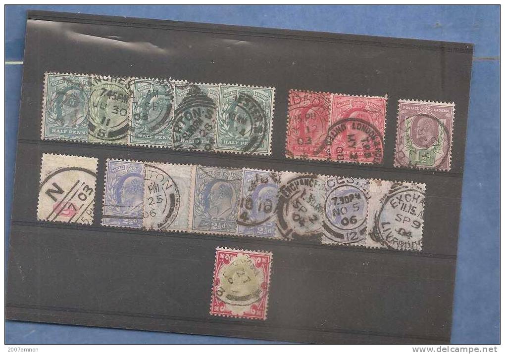 GREAT BRITAIN UK KING EDWARD - 7 NICE COLLECTION INC' 1SH' RED AND GREEN - Usati