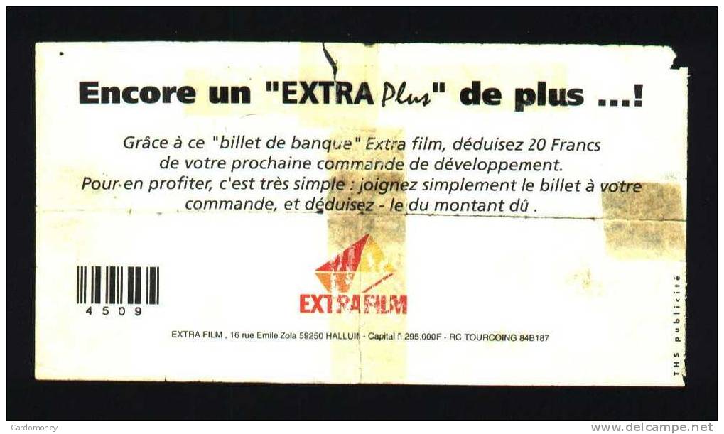 Billet PUB 20 Fr EXTRAFILM - Specimen