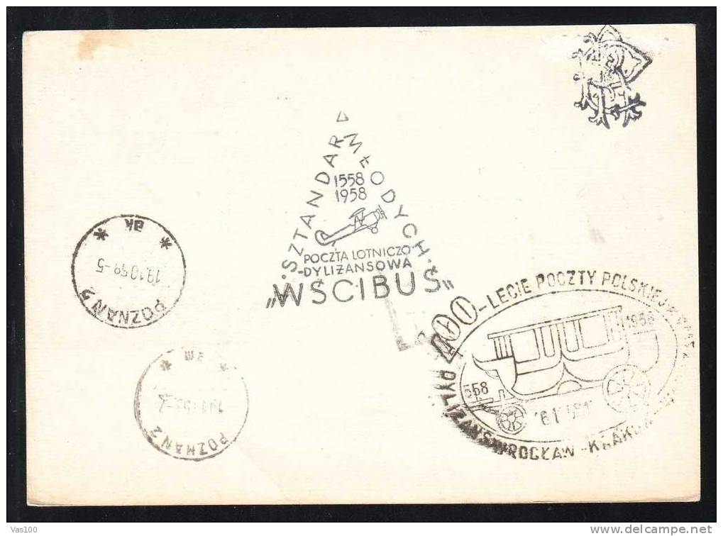 Poland Space,postcard 1958 Expres  To Czechoslovakia - Europe