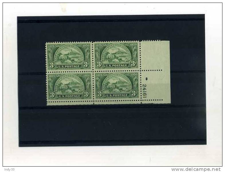 - U.S.A. . AMERICAN BANKERS ASSOCIATION . 3c 1950 . BLOC DE 4 . BORD DE FEUILLE AVEC NUMERO - Ongebruikt