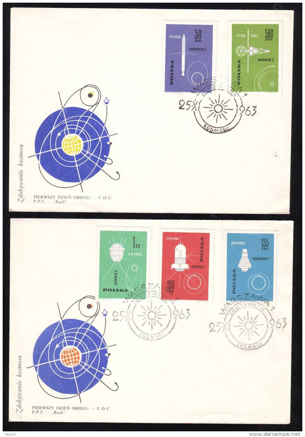 Poland 1963 FDC  Space 2 Covers!. - Europe