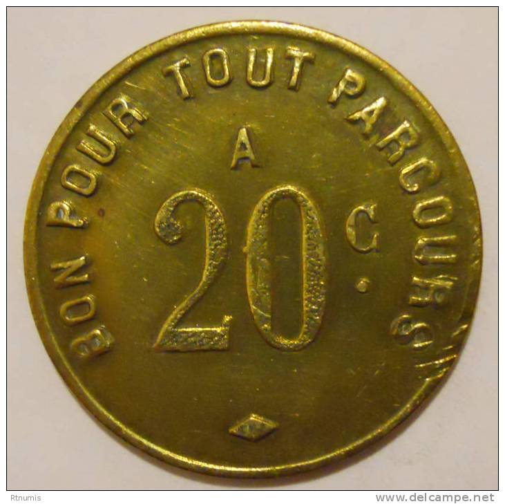 Saint-Etienne 42 Cie Chemins De Fer Voie étroite 20 Centimes Elie C.980.3b - Monétaires / De Nécessité