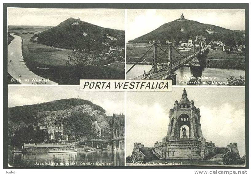 Porta Westfalica, Schöne Alte Schwarzweiß Ansichtskarte Wohl Aus Den Vorkriegsjahren, Eine Sogenannte 4 Bilderkarte, - Porta Westfalica