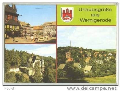 Urlaubsgrüße Aus Wernigerode, Farbige 3 Bilder Ansichtskarte Mit Ansicht Vom Markt, Ferienheim Und Gaststätte "Steinerne - Wernigerode