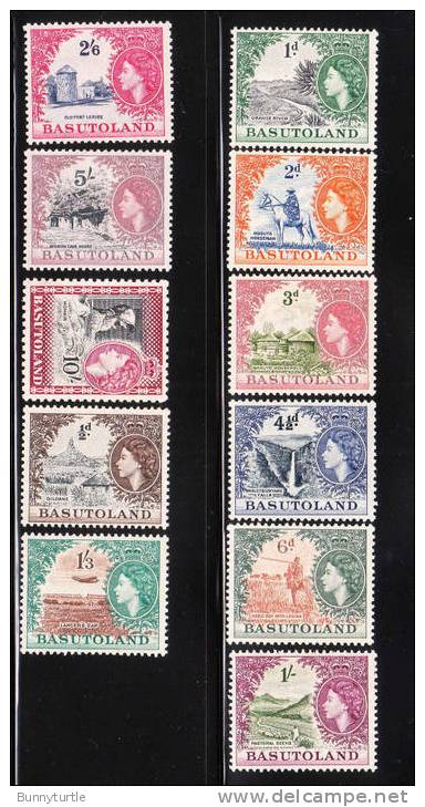 Basutoland 1954 QE Def Goats River Mosotho Horseman Mint - 1933-1964 Colonia Británica