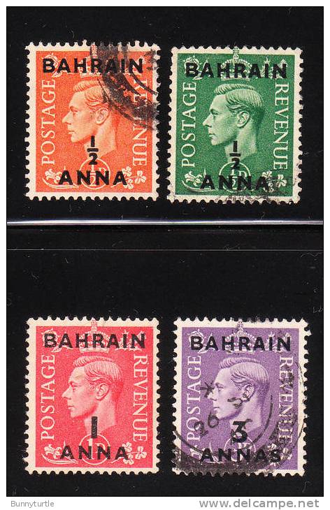 Bahrain 1948-49 KG Surcharged 4v Used - Bahrein (1965-...)