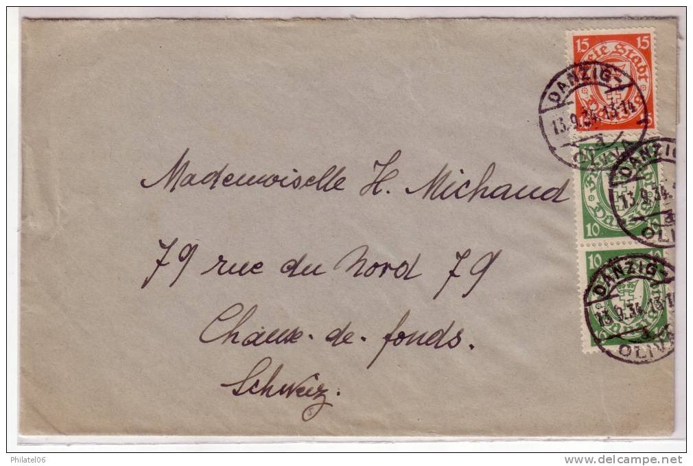 LETTRE DE DANTZIG POUR LA SUISSE   1934 - Covers & Documents