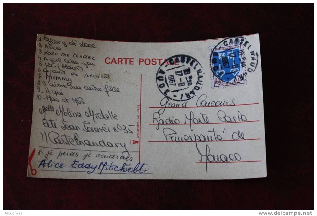 PHOTOGRAPHIE EN CARTE POSTALE  ORIGINALE SUPERBE TIMBRE A DATES DE CASTELNAUDARY  AUDE 11 POUR MONACO RMC - Castelnaudary