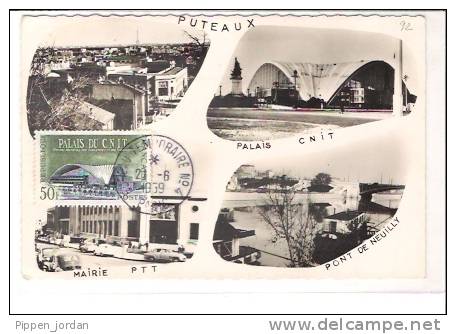 92 PUTEAUX * CNIT, Pont De Neuilly, Mairie PTT * Belle Carte Multi Vues, Cachet 1959 - Puteaux