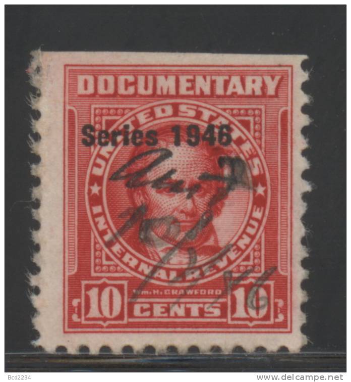 USA 1946 REVENUE - DOCUMENTARY TAX- 10C CARMINE (WILLIAM CRAWFORD) SCOTT #R442 USED - Fiscali