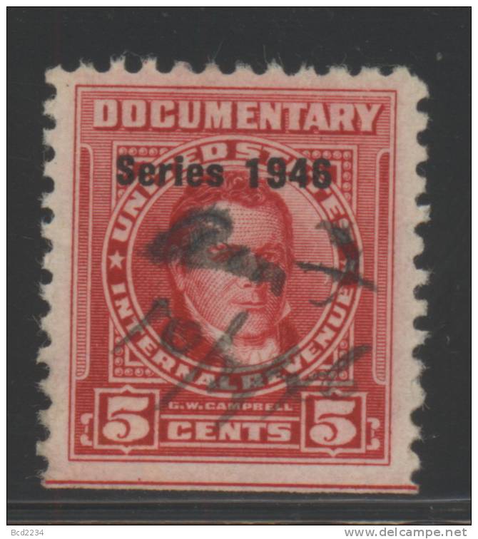 USA 1946 REVENUE - DOCUMENTARY TAX- 5C CARMINE (G W CAMPBELL) SCOTT #R440 USED - Fiscale Zegels