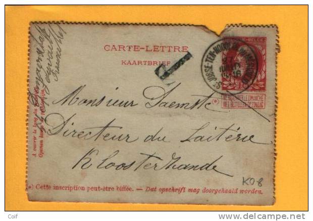 Kaartbrief (Carte-lettre) (type Zegel 74)  Met Cirkelstempel ST-JOSSE-TEN-NOODE, Met "T"(strafport) Stempel(VK) - Cartes-lettres