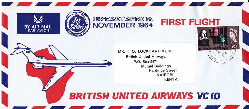 1964  British United Airways First Flight To East Africa - Ohne Zuordnung