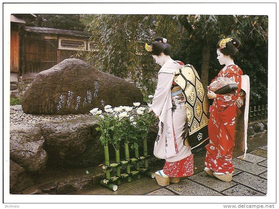 Japon: Fete Appelee Kanikaku, Chantee Par Le Poete Isamu Yoshii, Kyoto, Jardin, Geisha, Chrysanthemes, Par Avion - Kyoto