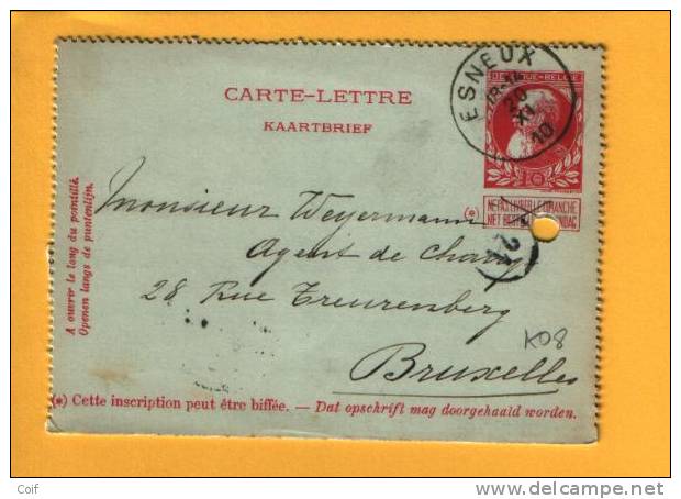 Kaartbrief (Carte-lettre) (type Zegel 74)  Met Cirkelstempel ESNEUX (VK) - Cartes-lettres