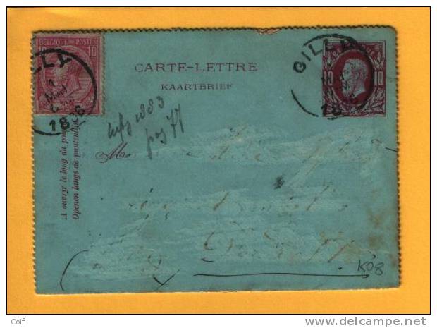 Kaartbrief (Carte-lettre) (type Zegel 30) Met Bijfrankeering 46 Met Cirkelstempel GILLY (VK) - Cartes-lettres