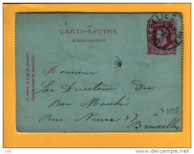 Kaartbrief (Carte-lettre) (type Zegel 30)  Met Cirkelstempel TIRLEMONT (VK) - Postbladen