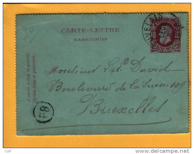 Kaartbrief (Carte-lettre) (type Zegel 30)  Met Cirkelstempel AUVELAIS (VK) - Postbladen