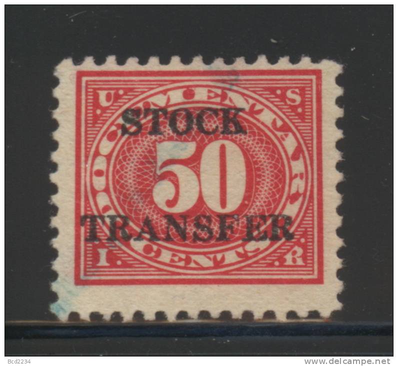 USA 1928 REVENUE - STOCK TRANSFER TAX - 50 CENTS CARMINE ROSE USED  - SCOTT RD29 - Revenues