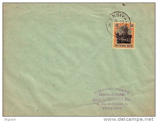 Dt. Besetzung Belgien Brief EF Minr.17 Ensival - Besetzungen 1914-18