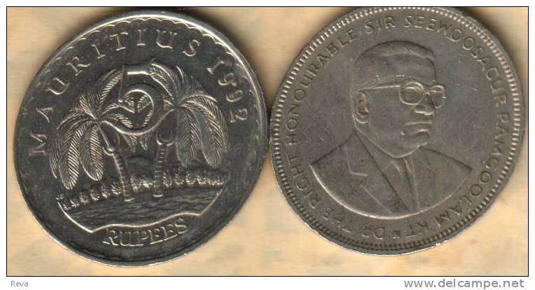 MAURITIUS 5 RUPEES MAN FRONT PALM TREE BACK 1991 KM56(?) READ DESCRIPTION CAREFULLY !!! - Mauritius