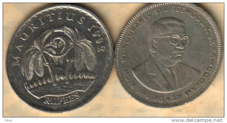 MAURITIUS 5 RUPEES MAN FRONT PALM TREE BACK 1991 KM56(?) READ DESCRIPTION CAREFULLY !!! - Maurice