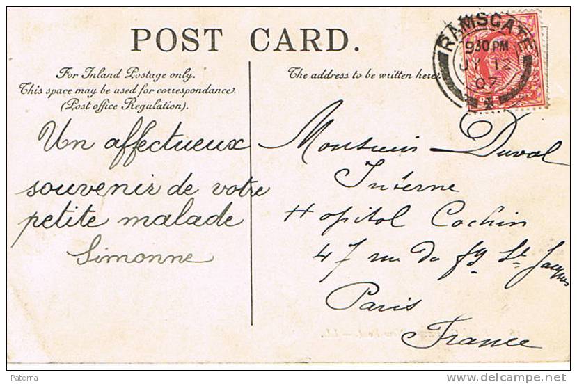 Postal RAMSGATE 1907 ( Inglaterra)  Post Card, Postkarte,cartolina Postal - Covers & Documents