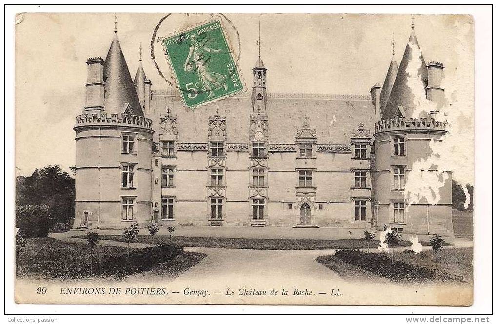 Cp , 86 , GENCAY , Le Chateau De La Roche , Voyagée - Gencay