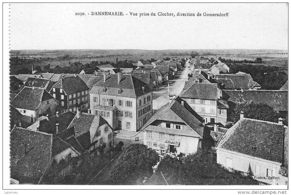 CPA DANNEMARIE VUE PRISE DU CLOCHER VERS GOMERSDORFF (DOS VERT NON ECRITE) - Dannemarie