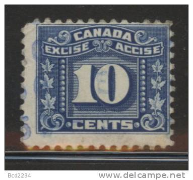 CANADA REVENUE - EXCISE TAX 10 CENTS BLUE - USED - VAN DAM # FX71 - Fiscale Zegels