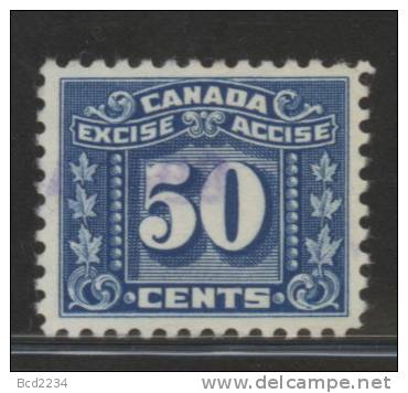 CANADA REVENUE - EXCISE TAX 50 CENTS BLUE - HINGED MINT - VAN DAM # FX80 - Fiscale Zegels