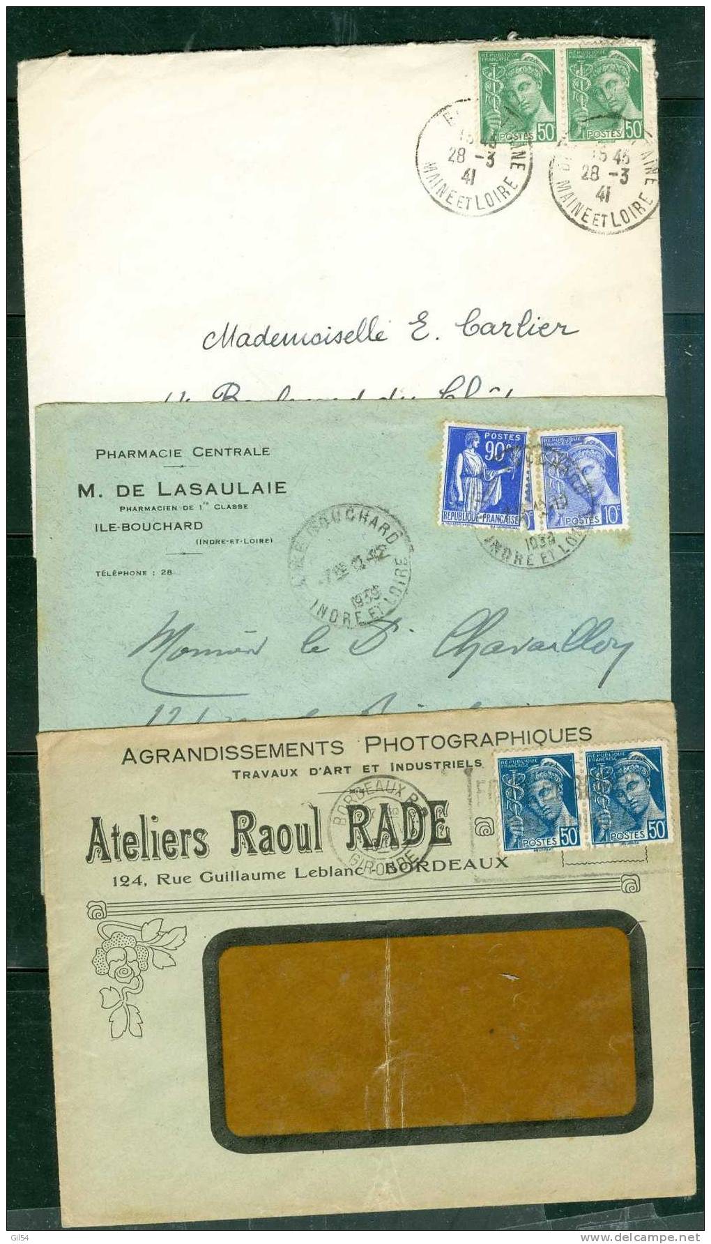 Lot De 25 Lettres Affranchies Par Type Mercure Seul Ou En Valeurs Complémentaires - AB12 - 1938-42 Mercurius