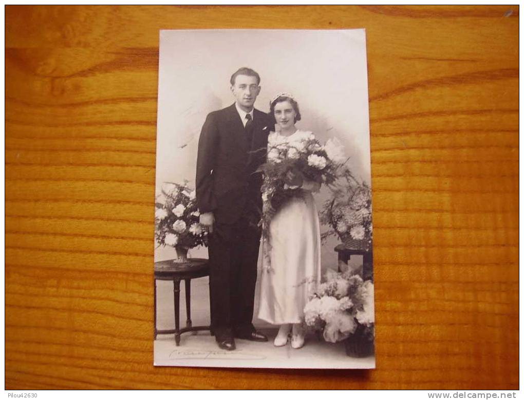 Carte Photo 6071 E. Vanpouille à Calais D´un Couple De Mariés - Huwelijken